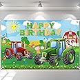 Avezano Farm Birthday Backdrop for Kids Green Grass Tractor Birthday Party Decorations Farm Animals Theme Bday Banner 70.8 x 43.3 Inch