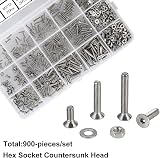 FandWay 900Pcs M2 M2.5 M3 Countersunk Bolts Nuts Set 304 Stainless Steel DIN view 2