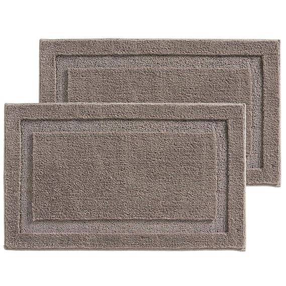 mDesign Taupe Accents Microfibre Bath Mats Pack of 2 Quick Dry Bath