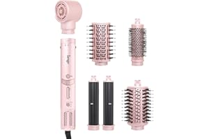 L'ANGE HAIR TurboStyle All-in-One Air Styling & Drying System | 5-in-1 Attachments with Auto-Wrap Curlers & Volumizing Brush | Fast-Drying Brushless Motor Dryer | Dual Voltage | All Hair Types (Blush)
