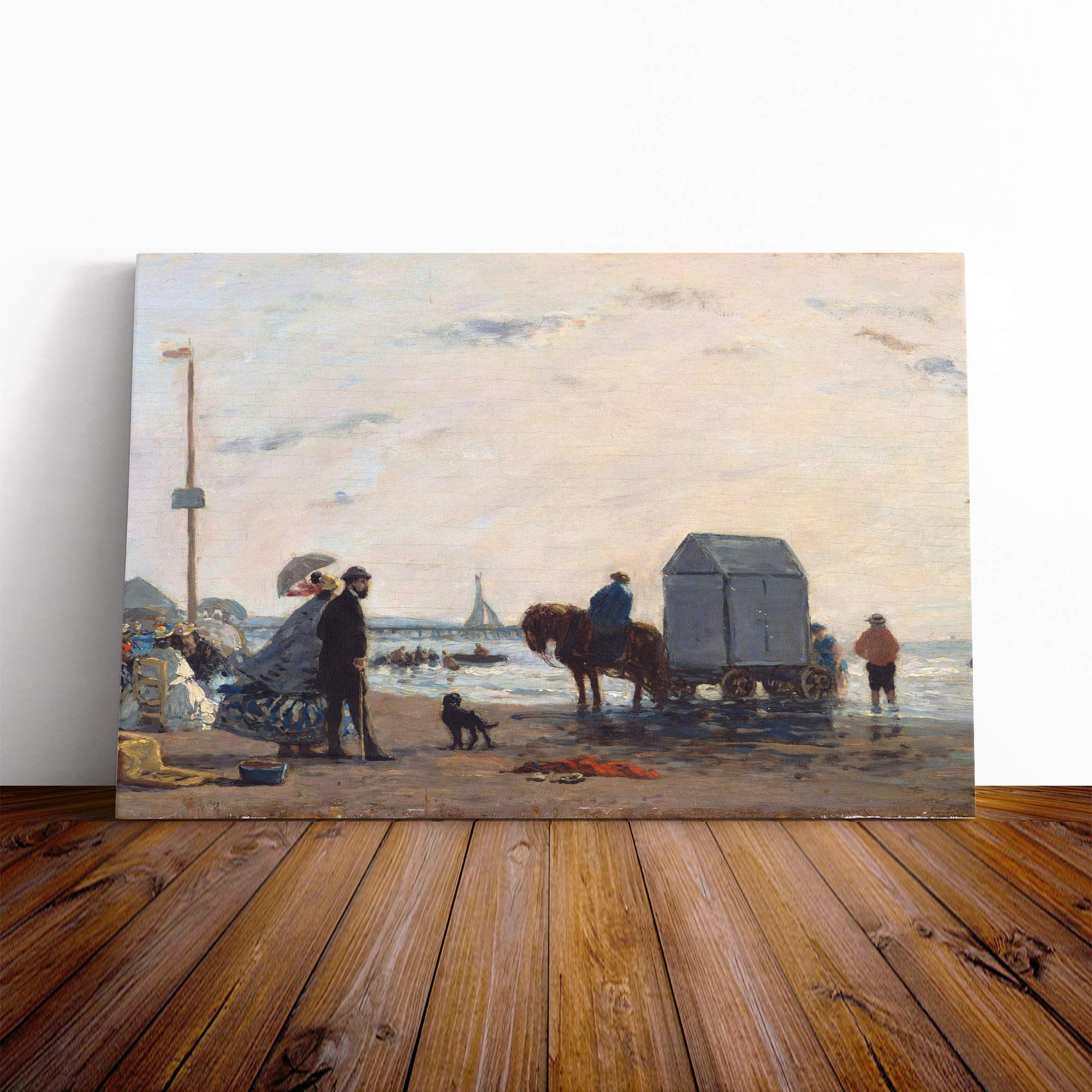 Eugene Boudin Beach at Dusk Canvas Print | Gallery Wrapped 30mm Frame Wall Art | 20x14 inches | Ready to Hang | Modern Seascape Picture | Living Room Bedroom Lounge Office