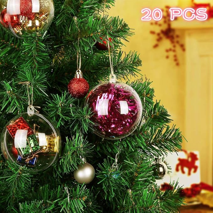 Acrylkugeln 8 cm DIY Weihnachtskugeln Deko Transparent 20 Stück für Dekorationen, Kleines Dessert, Bemahlung, Party, Hochzeit