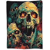 Ti Caldi Terrifying Skull Blanket | Soft Warm Fuzzy Lightweight Flannel Creepy Throw Blanket for Couch, Bed, Halloween Decor, Travel & Outdoor Use, Cozy Blankets for Adults Women Men 60×50 in