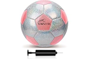 OKWUYiK Soccer Ball Size 3 4 5 Glitter Pink Purple Silver with Pump Toddler Soccer Ball for Kids Aged 3-6 6-8 8-12 Outdoor Training Ball for Girls Boys Children Youth Teens
