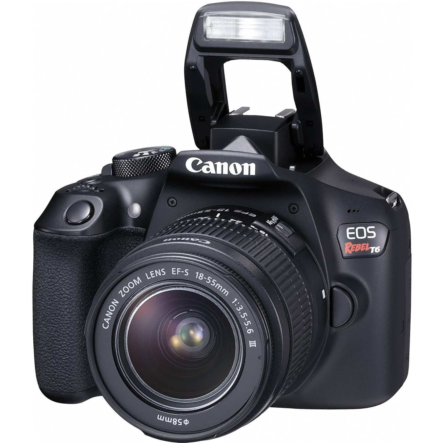Amazon.com : Canon EOS Rebel T6 18MP Wi-Fi DSLR Camera with 18-55mm is II  Lens + SanDisk 32GB & 16GB Card + Wide Angle Lens + Telephoto Lens + Flash  + Grip ...