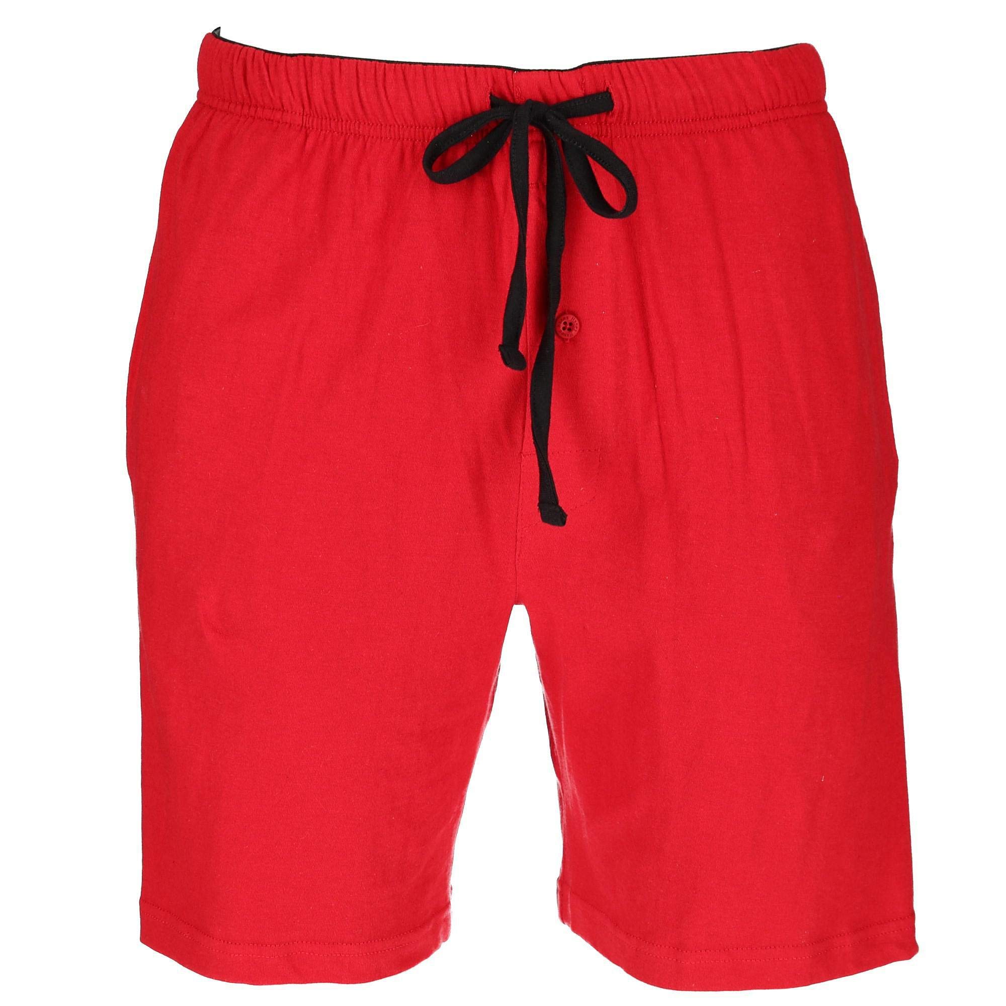Photo 1 of Hanes Men's Jersey Knit Cotton Button Fly Pajama Sleep Shorts, XL, Red