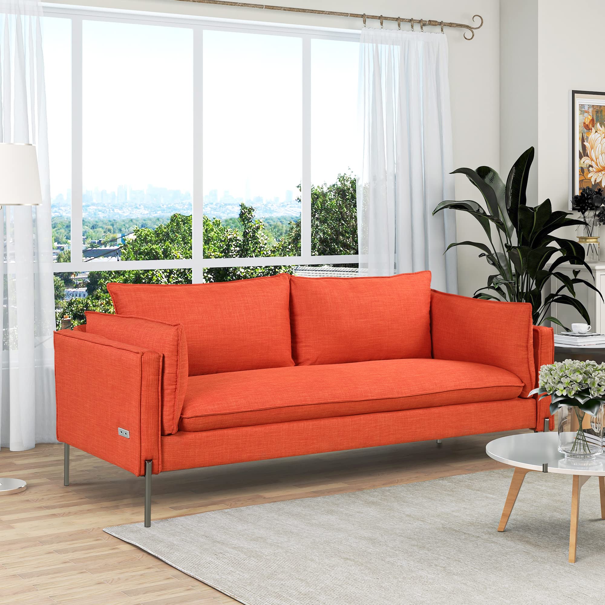 Merax 76" Upholstered Sofa with Square Arms-3 Seats