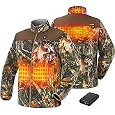 TIDEWE Heated Jacket Pro for Men, Rechargeable Battery-Powered Fleece Coat for Hunting (Black, Camo, Size S-XXXL)