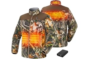 TIDEWE Heated Jacket Pro for Men, Rechargeable Battery-Powered Fleece Coat for Hunting (Black, Camo, Size S-XXXL)