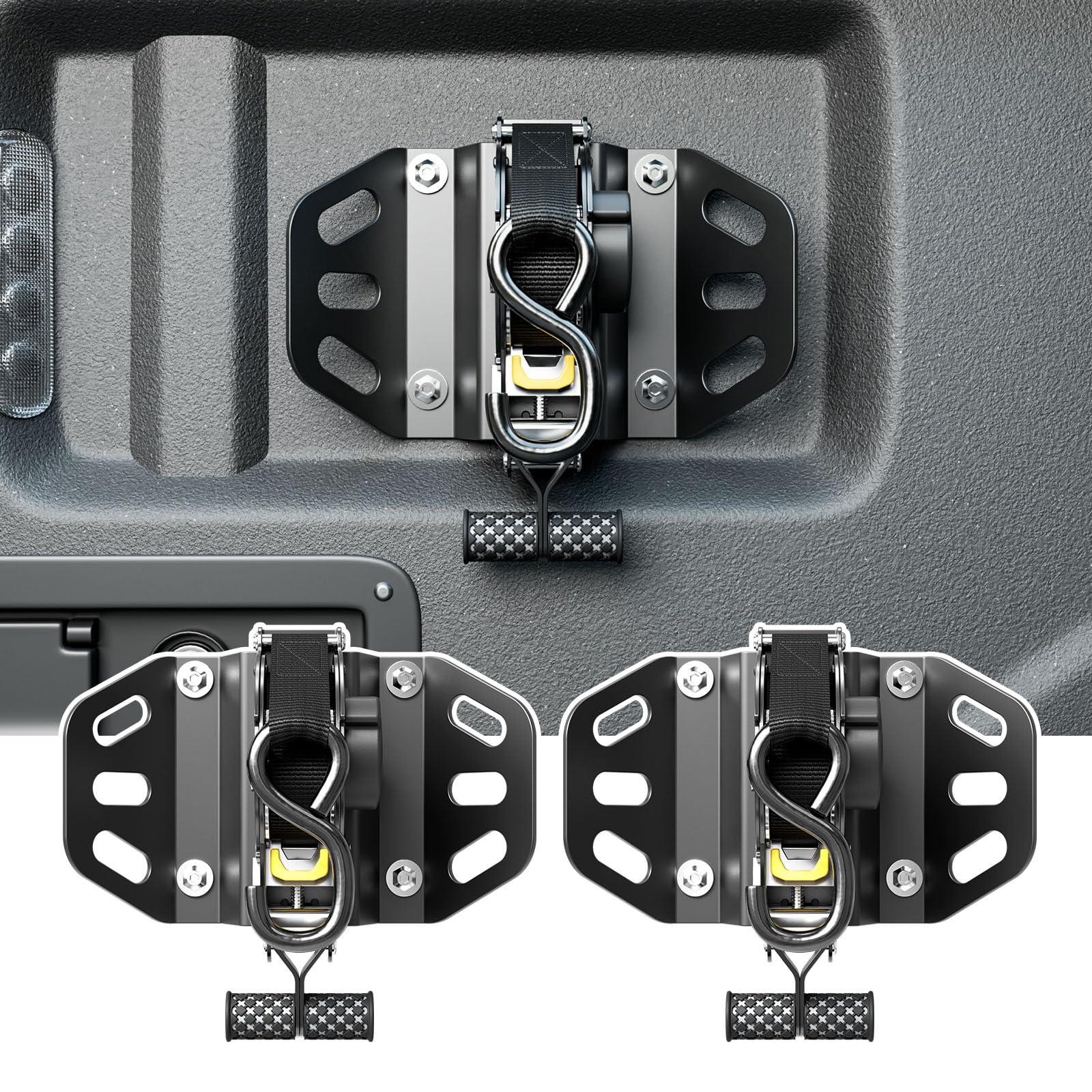 Photo 1 of SZYANG 2PCS Retractable Ratchet Straps Compatible with 2015-2026 Ford F150 Retractable Tie Down Straps Replacement for 2015-2026 Ford F-150 Accessories