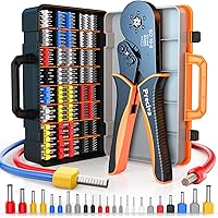 Preciva Ferrule Crimping Tool Kit, Self-Adjustable Ratchet Crimper for AWG 28-5 Ferrules - Includes 1275PCS Hexagonal Double 