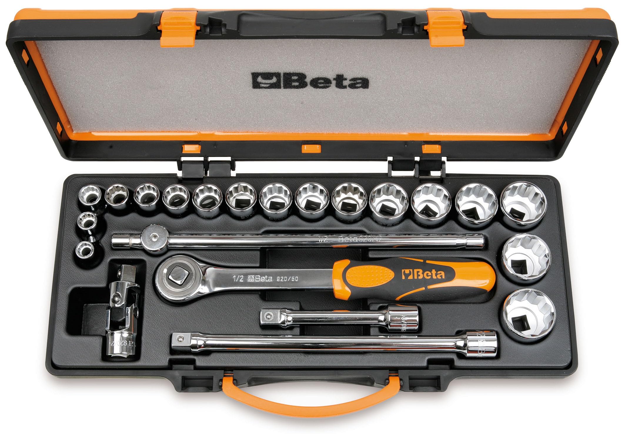 Beta 9200942 Model 920 AS/C17X Bi-hex Bi-hex Sockets and 5 Accessories, 3/8-1.1/4af, 1/2 Drive, 17 Pieces