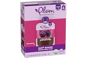 Plum Organics Just Prunes, 4+ Months - Organic Baby Food Pouches, 3.5 oz Pouch (Pack of 4)