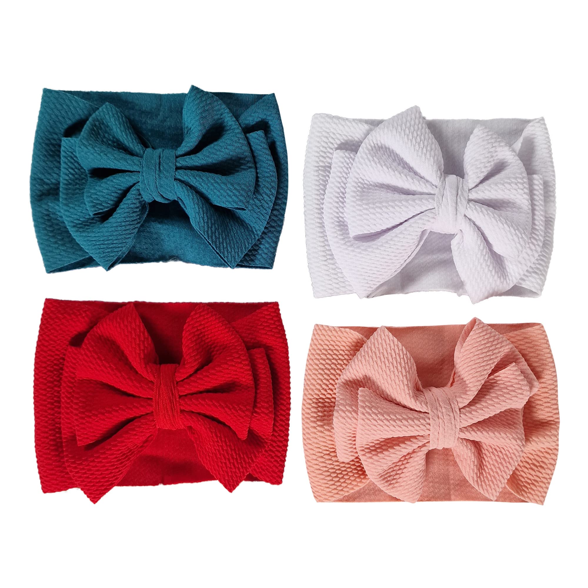 ROYAL ICON Baby Headbands for Baby Girls - Luxuriously Soft Comfortable Baby Bows and Headbands - Ideal for Keeping Little Princess Fashionable with Baby Girl Bows and Headbands (Pattern 9 (PK4))