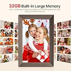 Frameo 10.1" Digital Picture Frame, Gray Wood Smart