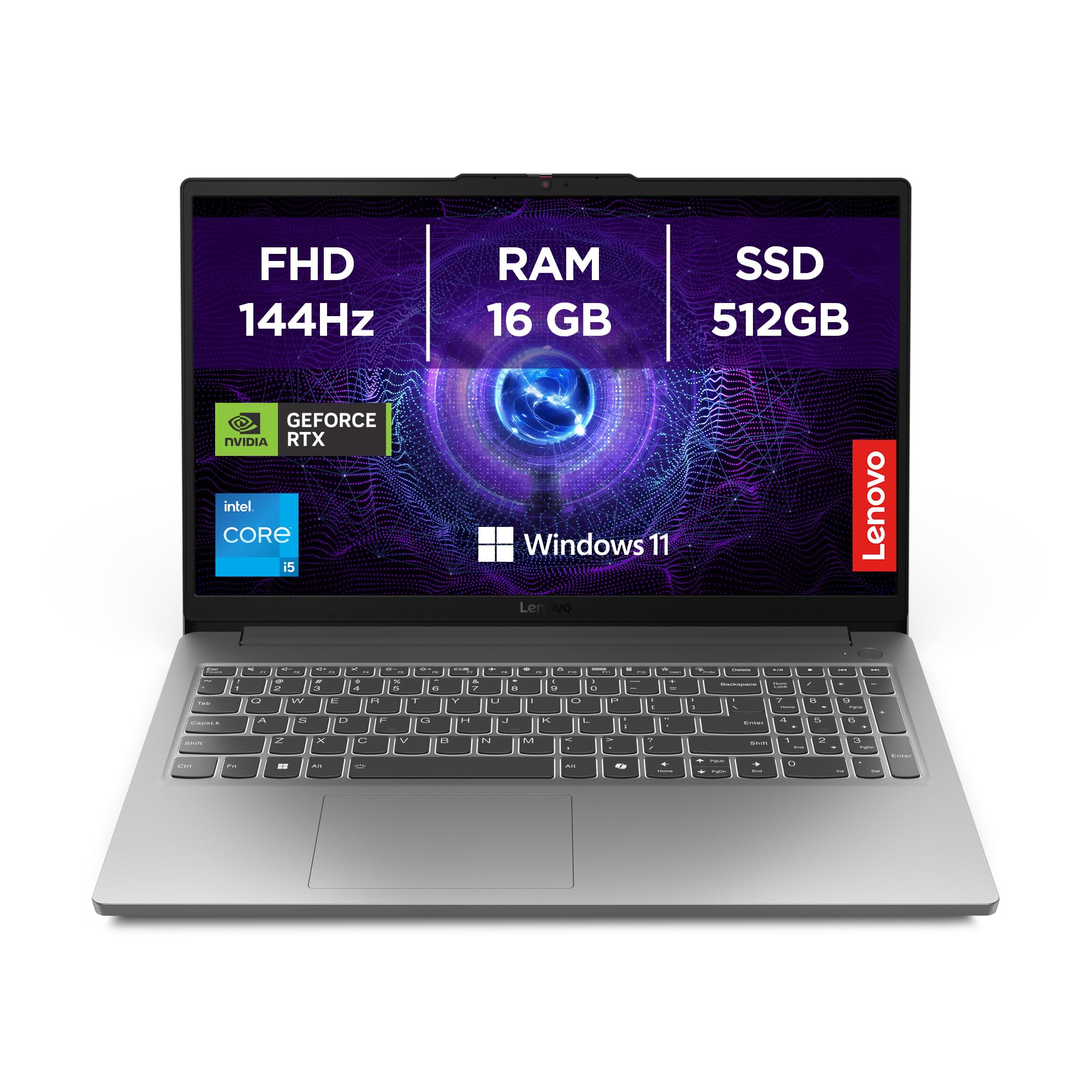 Lenovo LOQ Essential Notebook Gaming 15.6" FHD (1920x1080) 144Hz, Intel Core i5-12450HX, RAM 16GB, 512GB SSD, NVIDIA GeForce RTX 4050 6GB GDDR6, Windows 11, Tastiera Retroilluminata - Luna Grey