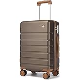 Hulsin Carry on Luggage Suitcase, 22x14x9 Airline Approved 20 Inch Hardside Carry-on Luggage with Spinner Wheels, Hard Shell Luggage with TSA Lock, Hard Case Small Travel Suitcase (Coffee, 20-Inch)
