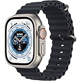 Apple Watch Ultra [GPS + Cellular 49mm] Titanium Case with Midnight Ocean Band, One Size (Renewed Premium)
