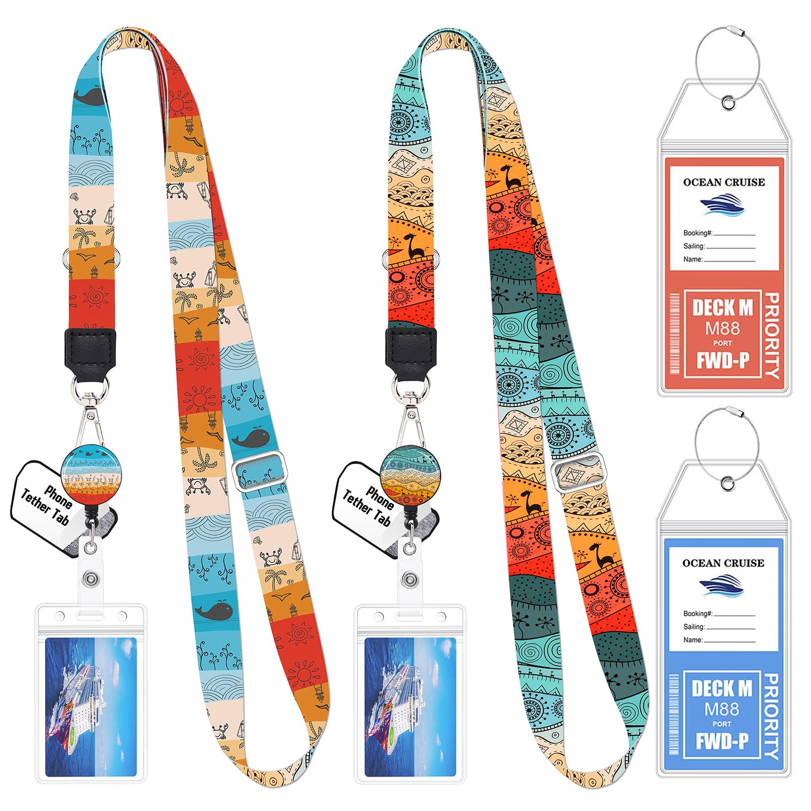 Photo 1 of 2 Pack Cruise Lanyard for Ship Cards with Phone Lanyard Retractable Cruise Lanyards Badge Reel Waterproof ID Badge Holder Luggage Tags Cruise Essentials Accessories