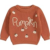 Baby Boy Girl Thanksgiving Sweater Pumpkin Print Ribbed Knit Pullover Toddler Long Sleeve Tops Fall Winter Clothes
