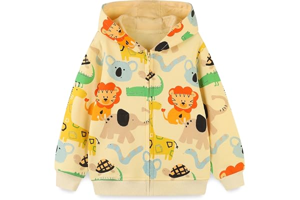 vindoo Baby Toddler Boys Dinosaur Hoodies Zip Jacket Spring Fall Active Sweatshirt