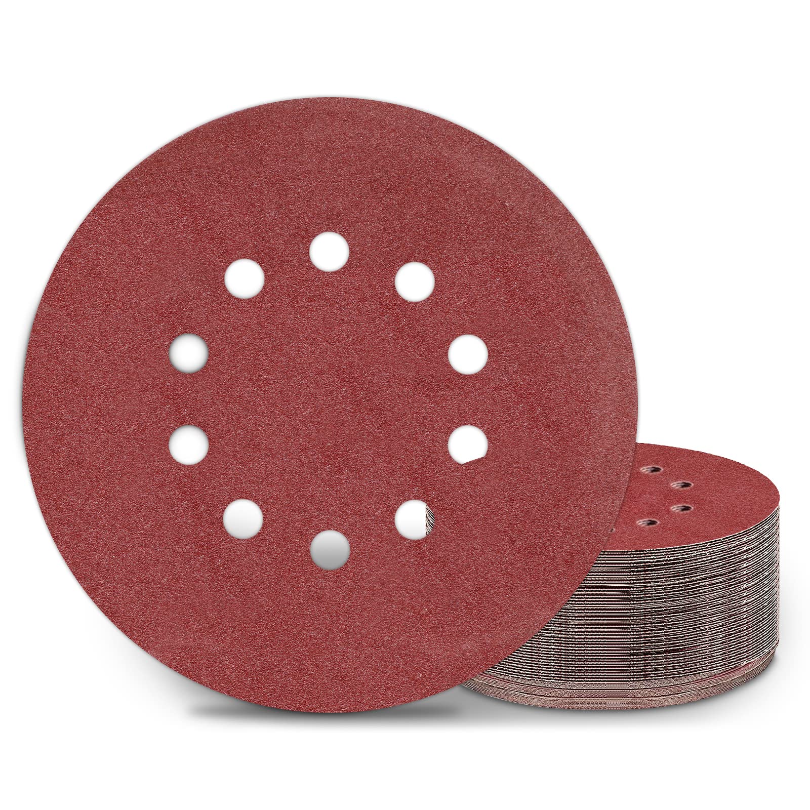 KONGMING 25 Pcs 225mm Sanding Discs Grit 120 9 inch Sanding Discs 10 Hole Hook and Loop for Drywall Sander