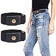 WERFORU Women 2 Loop No Buckle Elastic Belt for Women Men Side belts Buckle Free Stretch Belt for Jeans Pants