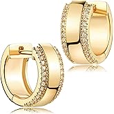 FETTERO 14K Gold Plated Earrings for Women Gold Huggie Hoops Lightweight Small Dainty Hoop Earrings Simple Trendy Hypoallergenic Hoops Jewelry Gift | Cubic Zirconia Huggie Earrings