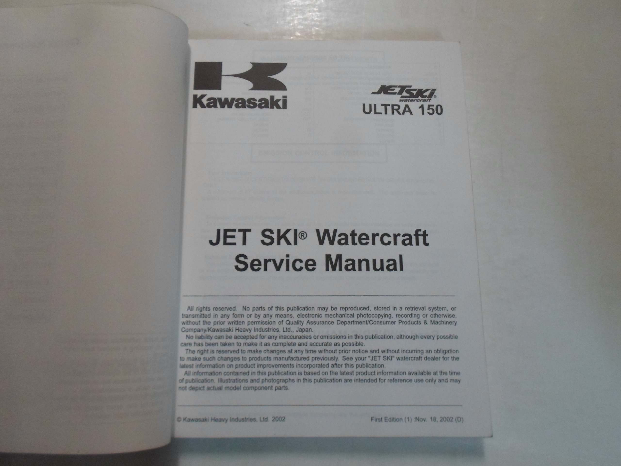 1999 Kawasaki Jet Ski ULTRA 150 Watercraft Service Repair Shop Manual OEM  STAINED: KAWASAKI: Amazon.com: Books