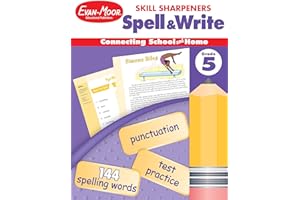 Evan-Moor Skill Sharpeners Spell and Write Workbook, Grade 5, 144 Spelling Words, Test Prep, Compound Words, Conjunctions, Grammar, Punctuation, Creative Writing, Vocabulary, Activities, Homeschool