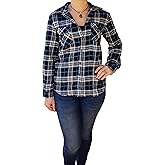 Molokai Womens Plaid Dreamcatcher Button Down Long Sleeve Flannel Shirts