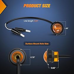 Nilight 3/4Inch Round Marker Light 10PCS Amber LED