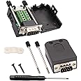 AAOTOKK DB9 Screw Terminal Block Adapter D-SUB 9-pin RS232 Male to 9+1 Pin/Way Female Serial Terminal Breakout Board Connector Signal Module with case (2Pcak/Male)