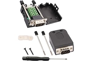 AAOTOKK DB9 Screw Terminal Block Adapter D-SUB 9-pin RS232 Male to 9+1 Pin/Way Female Serial Terminal Breakout Board Connecto