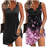 Ekouaer Nightgowns for Women 2 Pack Tank Night Gown Sleeveless Sleep Shirt V Neck Chemise Soft Night Shirt Ladies Sleep Dress