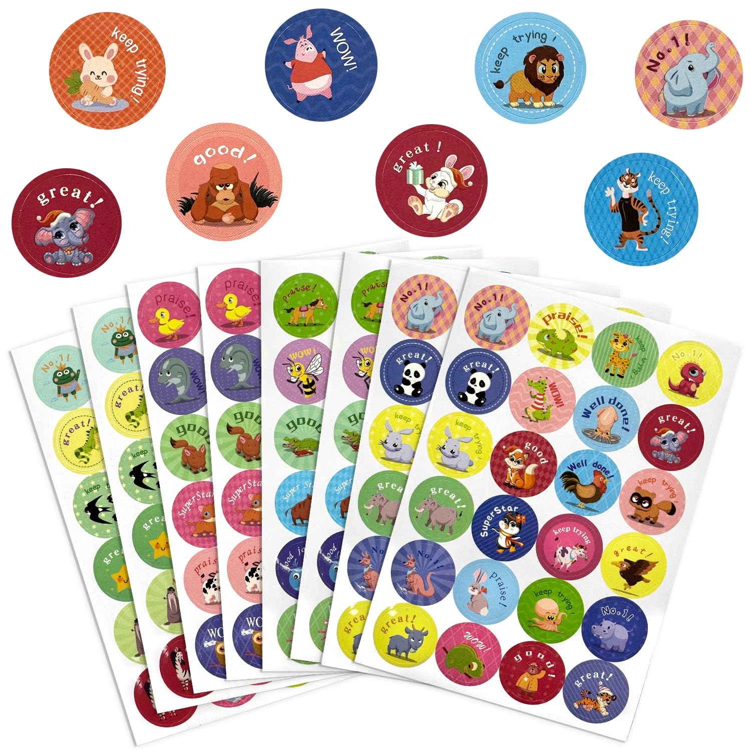 192 Pcs Reward Stickers for Children Motivational Stickers Well Done Stickers Parents' Reward Stickers Teachers Stickers Praise Stickers for Students (2.5cm/1in)