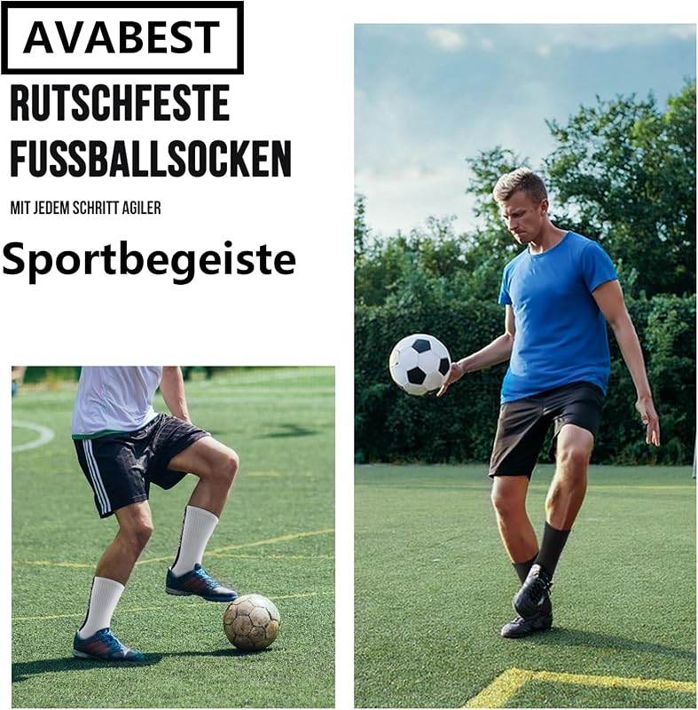 Fussball Socken Herren 2 Paar Grip Socken Fussball für Männer 39-46 Fußballsocken Rutschfeste Sportsocken für Basketball Laufen Radfahren Tennis, Weiß — Foto 3 von 8