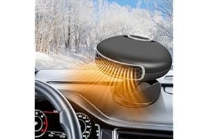 CHIANKU 12V 150W Car Heater Auto Heater Auto Portable Heater Portable Car Heater Plug Into Cigarette Lighter 2 in 1 Heating & Cooling Fan Car Heater 360° Rotatable Windshield Defrost Defogger for Cars (Black)