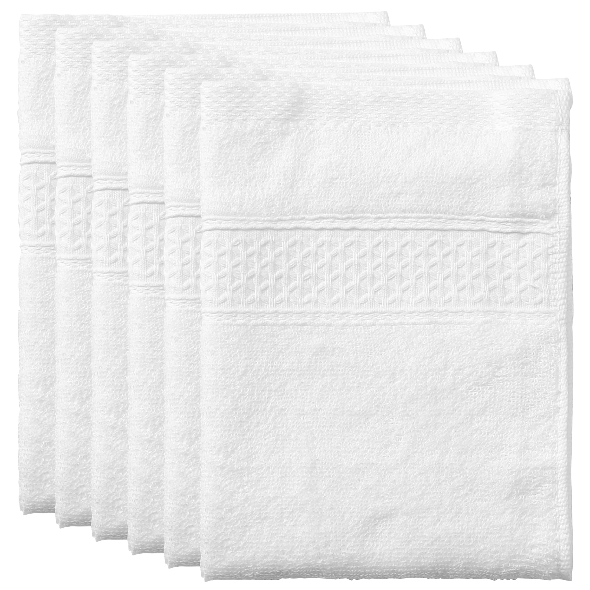 Uxcell Cotton Dish Clothes, Thick and Absorbent Kitchen Towels, Plain Towels, 33cm x 33cm White Pack of 6