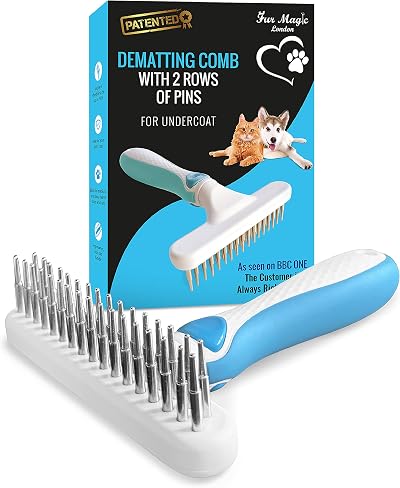 Fur Magic Dematting Comb for Dogs — Double Row Stainless Steel Pins