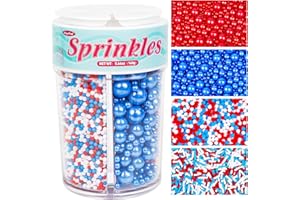 JOYVITAS Patriotic Sprinkles, 4th of July, Edible Red Blue Sprinkles for Cupcakes Cake Decorating, 160g/5.64oz, Cake Decorations, Baking Ice Cream Toppings