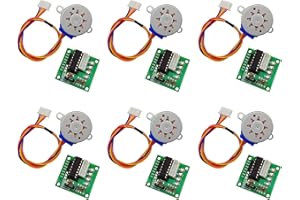 SAZKJERE 6 Sets ULN2003 Stepper Motor Drive Module Green Board + 4-Phase 5-Wire 28BYJ-48 Stepper Motor (12, Volts (DC))