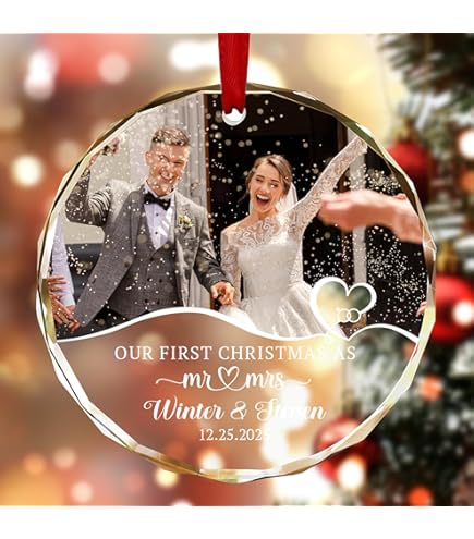Amazon.com: First Christmas Married Ornament 2025 - Enameled & Jeweled  Picture Ornament - First Xmas Married - Bag Included -Choose The Customized  Option and We Will Insert Your Photo -3" D : Home & Kitchen