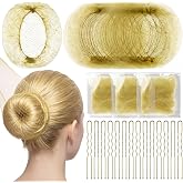 Zonon 50Pcs Bun Hair Nets &amp; 40Pcs U Shaped Pins for Ballet, Invisible Elastic Edge Mesh Ballet Bun Nets Hair Accessories Set for Women, Girls, Kids(Light Linen)