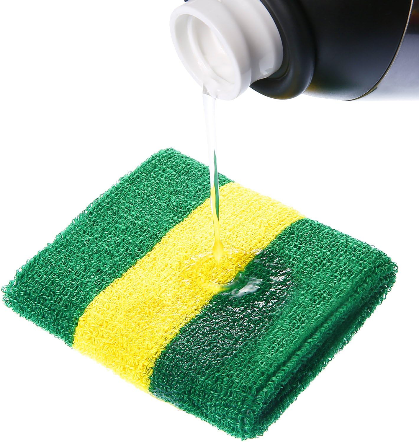 WILLBOND 3 Pieces Sweatbands Set, Includes Sports Headband and Wrist Sweatbands Striped Sweat Band for Athletic Men and Women (Green and Yellow) : Clothing