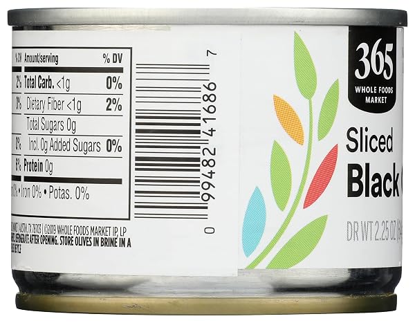 365 BY WHOLE FOODS MARKET, RIPE SLICED OLIVES, 2.25 OUNCE