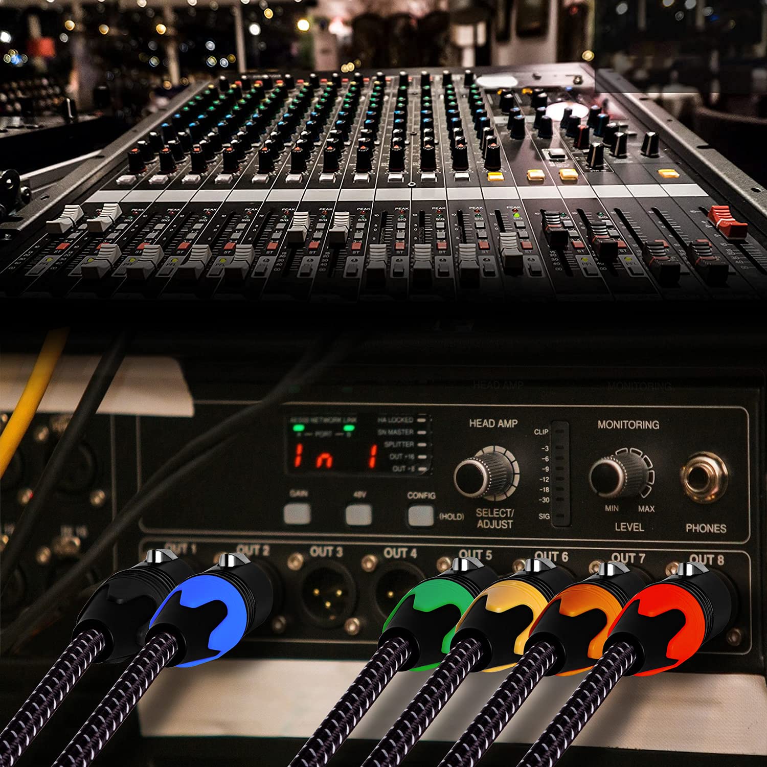 XLR Cables Braided 1.2 Ft Short 6 Packs 3 Pin XLR Jumpers Male to Female Patch Cables Balanced for Microphone Mic Zoom