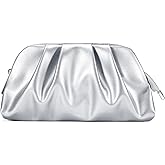 SWEETV CHUNLI Dressy Vegan Leather Clutch Purse for Women Formal, Soft Pleated PU Evening Clutch for Weddings, Proms