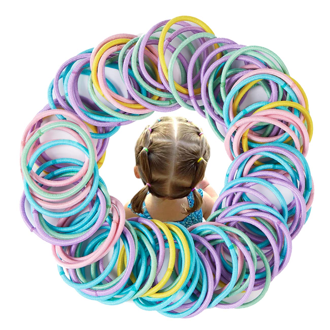 100pcs Elastic Hair Ties for Baby Girls Kids,Candy Color Stretchy Hair Bands with Stroage Bag Ponytail Holder Hair Accessories
