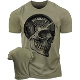 Gymish Lifestyle Skull Plate Gym Shirt for Men, Deadlift Weightlifting Tee | Graphic top, 60-40 cotton poly blend, athletic fit, powerlifting, bodybuilding, strength training, barbell, gift for lifters